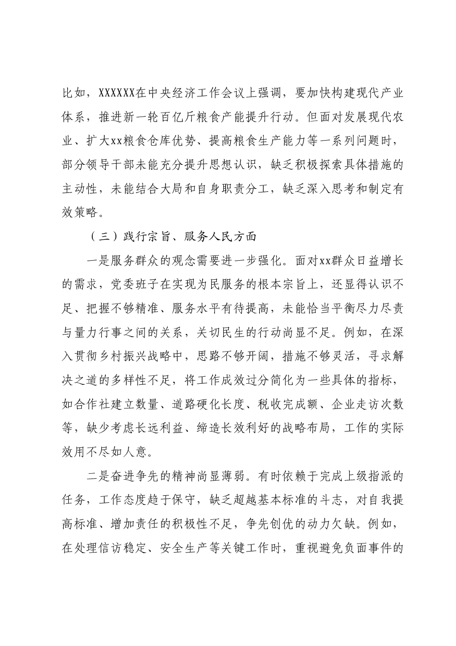 乡镇领导班子2023年度第二批主题教育民主生活会对照检查材料.docx,第4页预览
