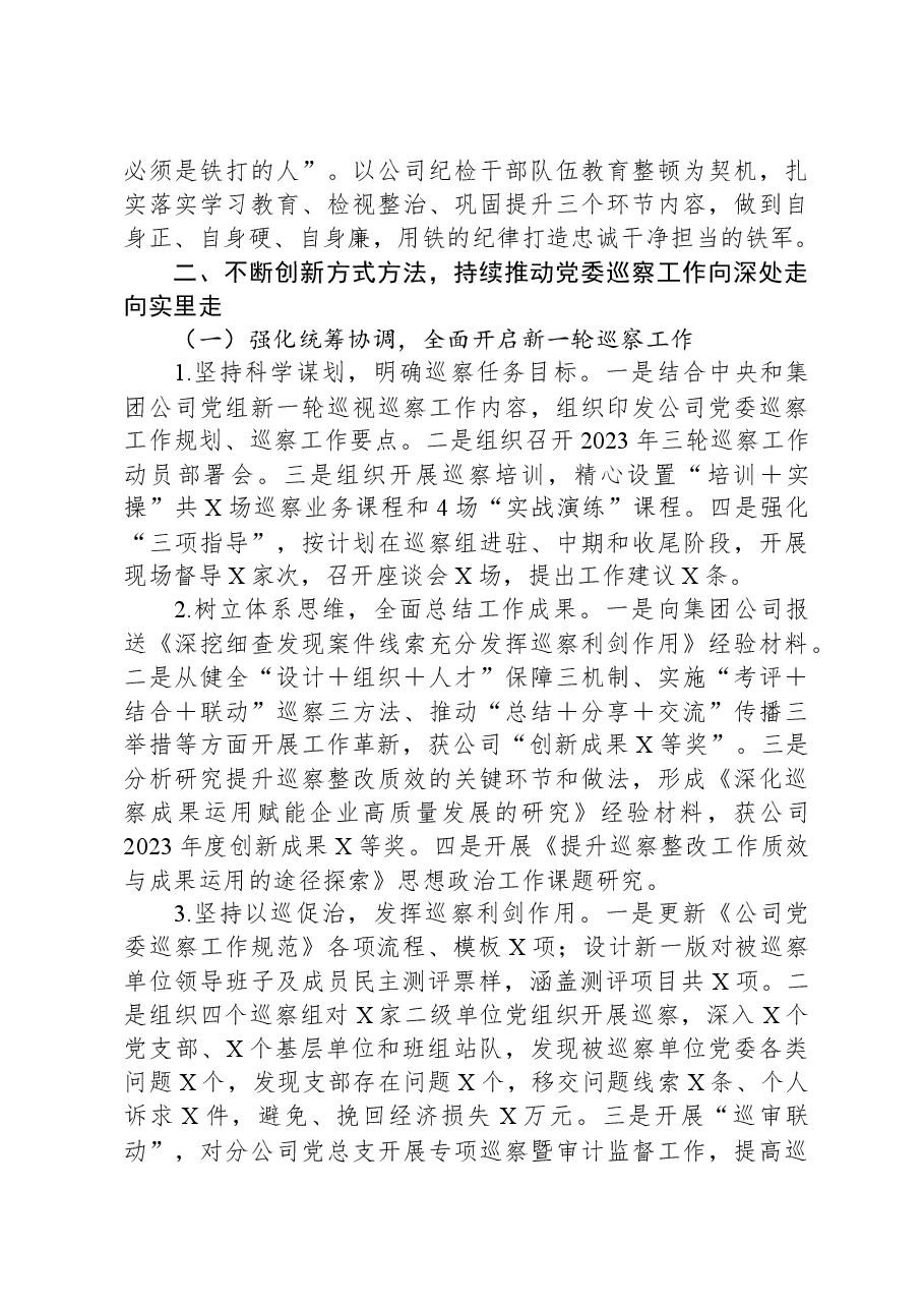 公司巡察办主任2023年述职述廉报告.docx,第2页预览