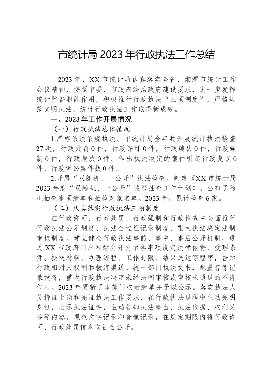 市统计局2023年行政执法工作总结.docx,第1页预览