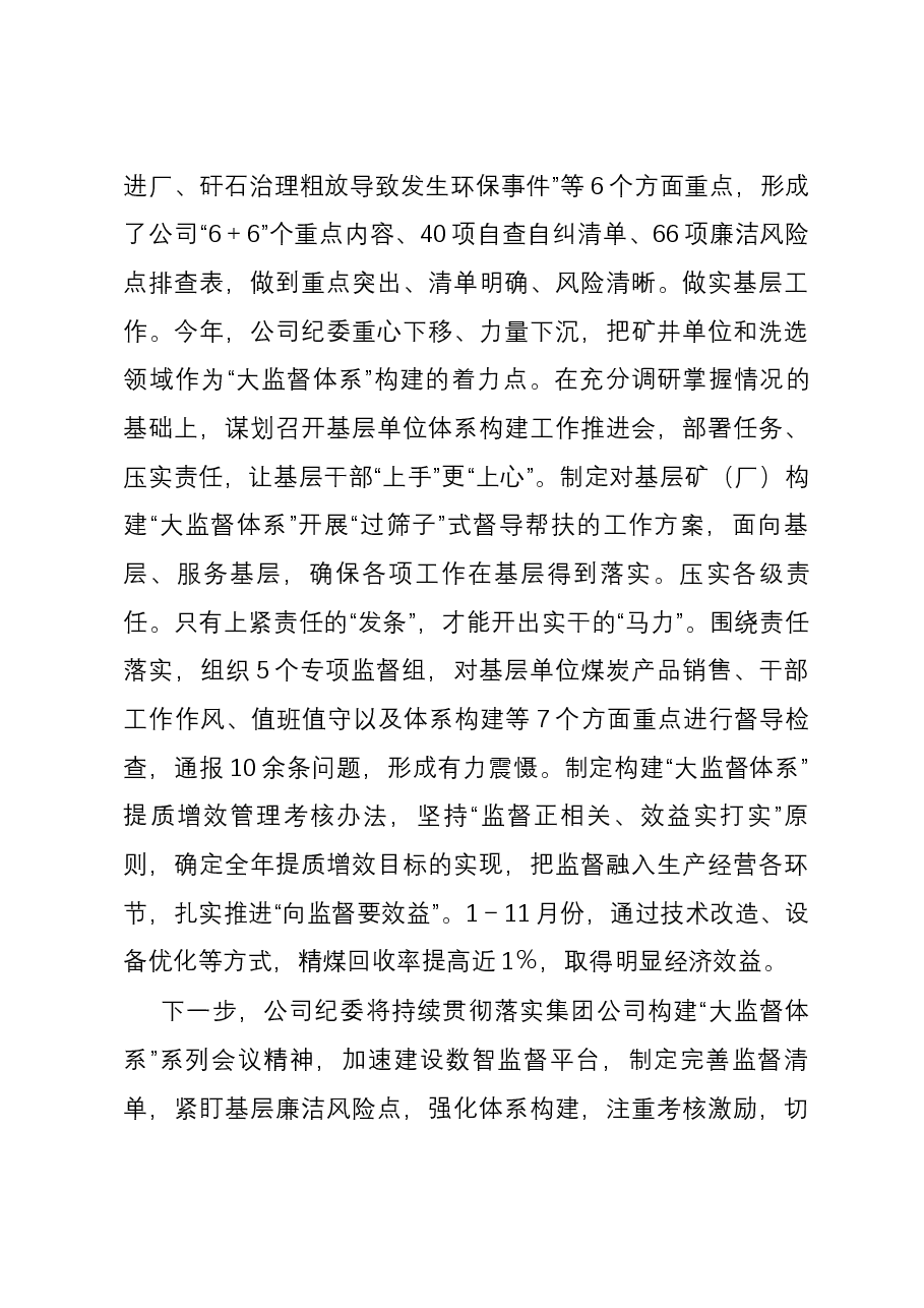 在国有企业纪检监察大监督体系建设推进会上的汇报发言.docx，第4页预览
