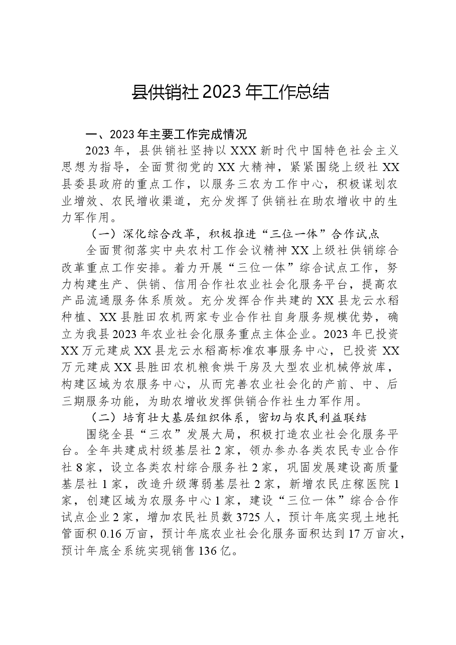 县供销社2023年工作总结.docx，第1页预览