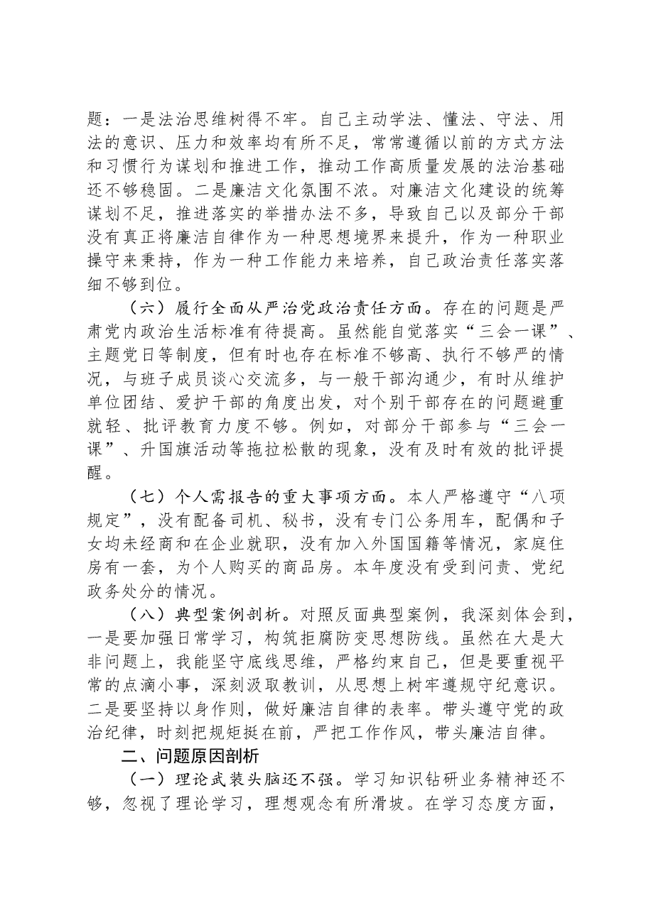乡镇班子成员2023年主题教育专题民主生活会个人发言提纲.docx,第3页预览