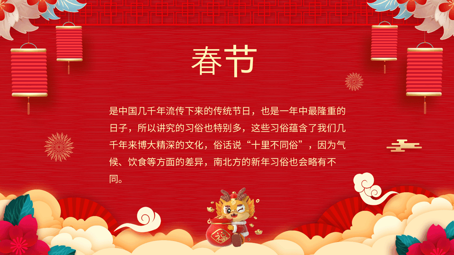 红色国风南北方春节习俗PPT.pptx,第2页预览