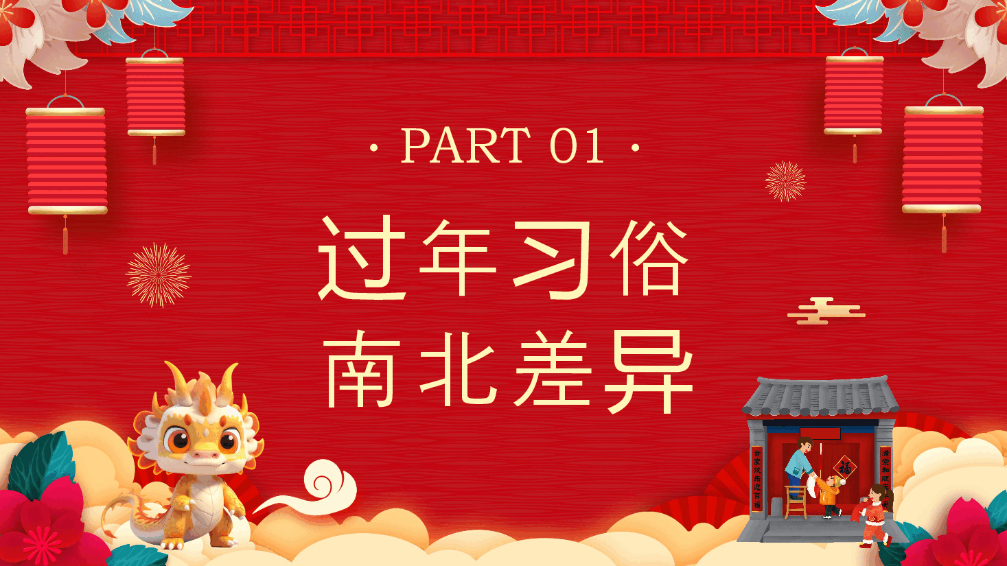 红色国风南北方春节习俗PPT.pptx,第4页预览