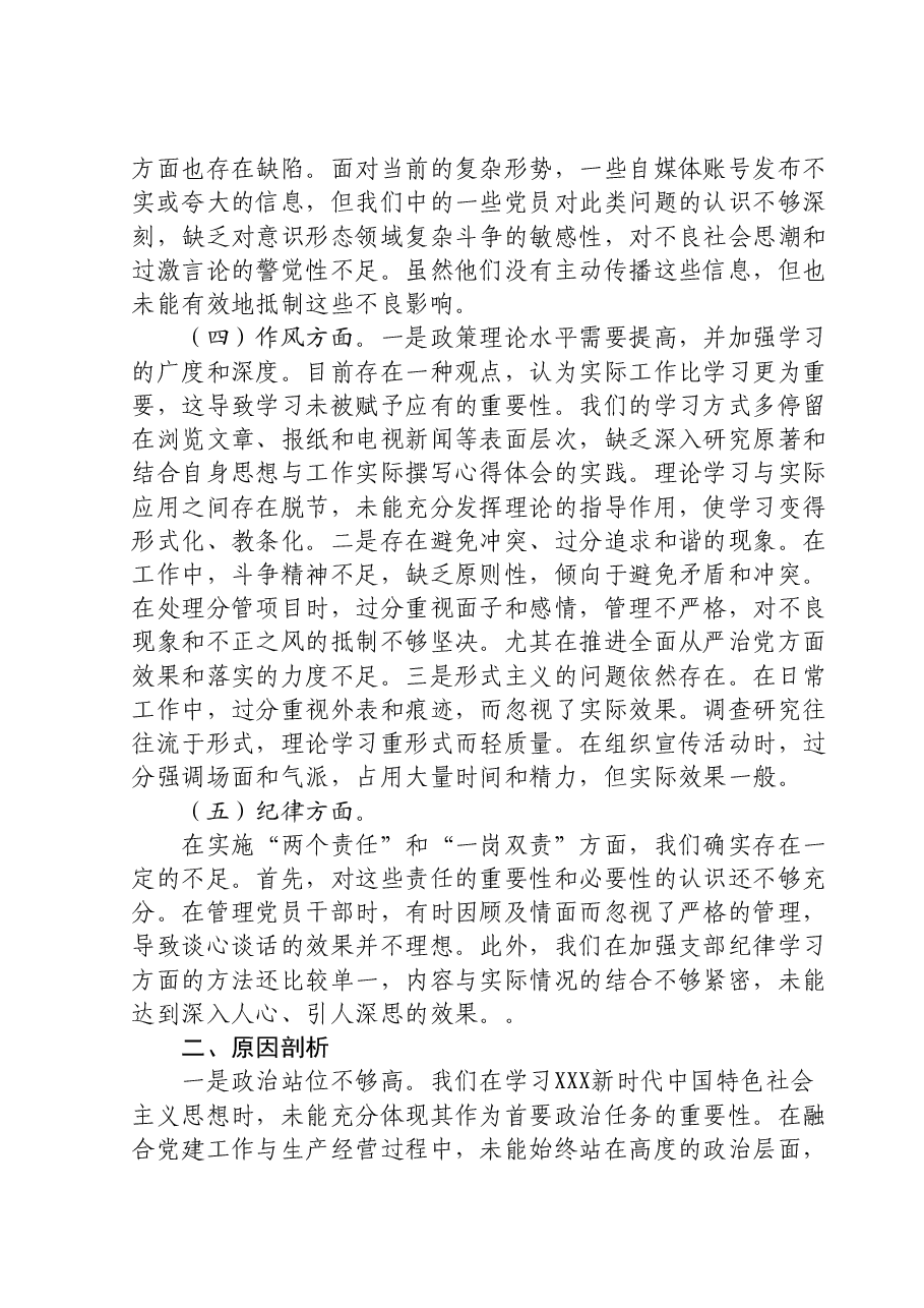 党支部班子2023年主题教育组织生活会对照检查材料.doc,第3页预览