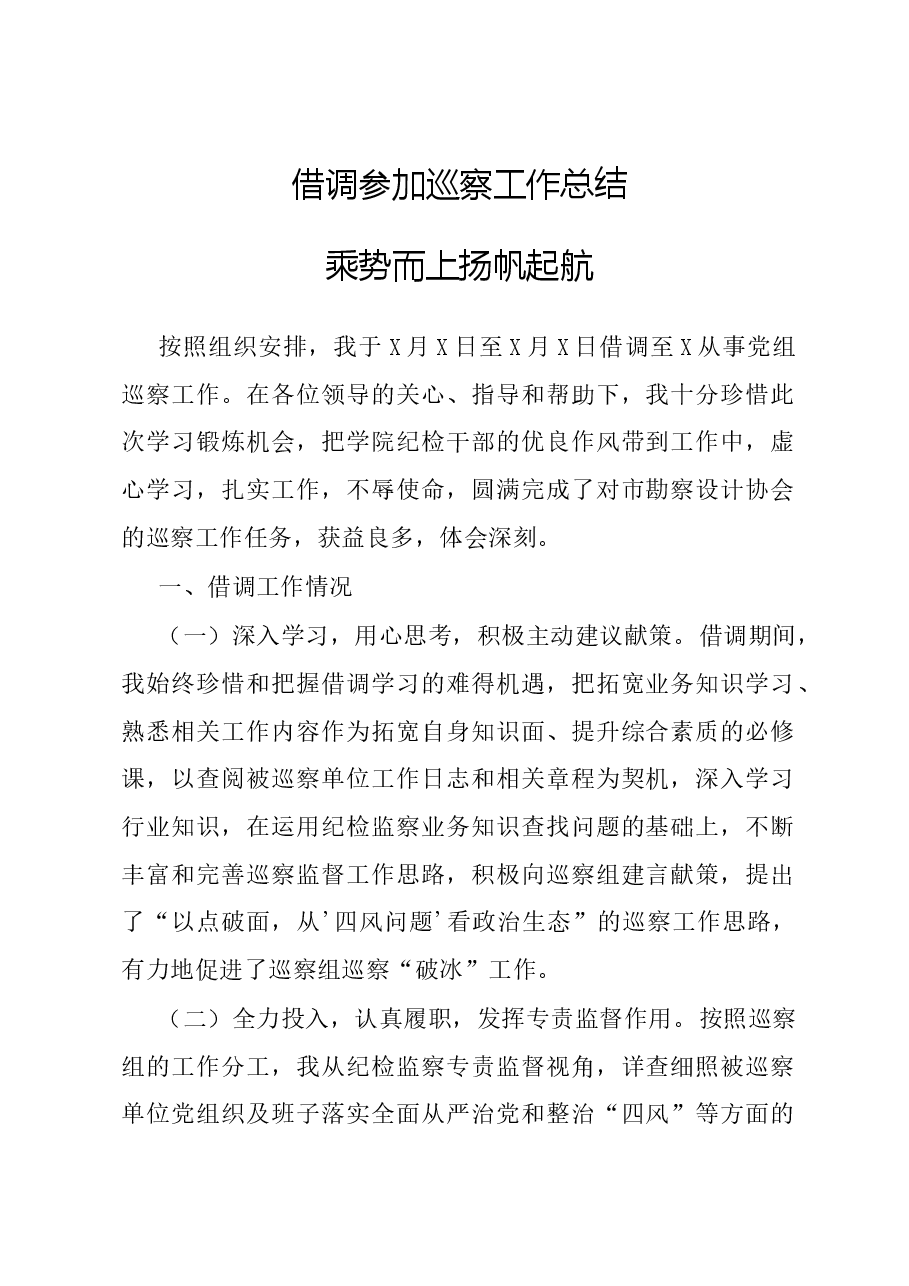借调参加巡察工作总结.docx,第1页预览