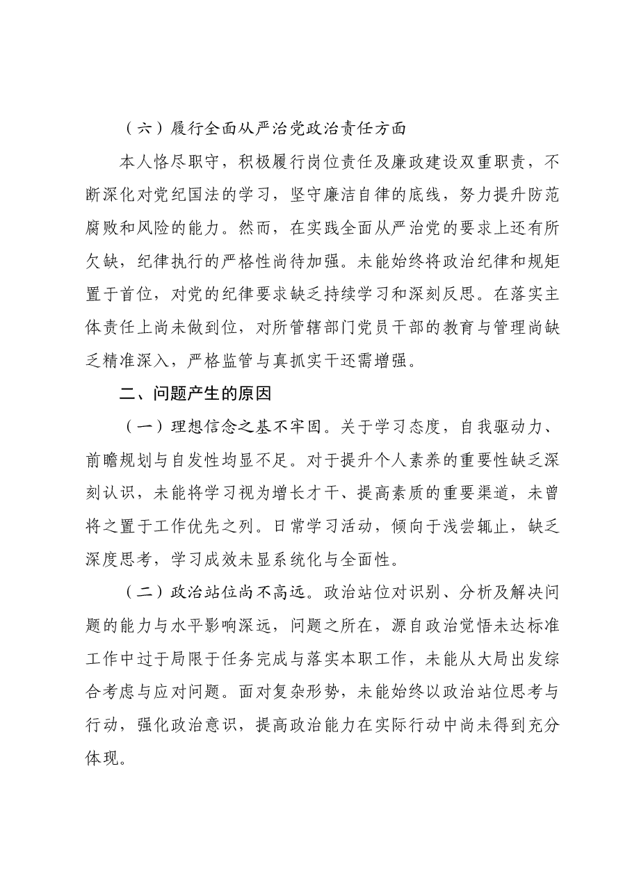 主题教育专题民主生活会个人对照检查材料01.docx,第4页预览