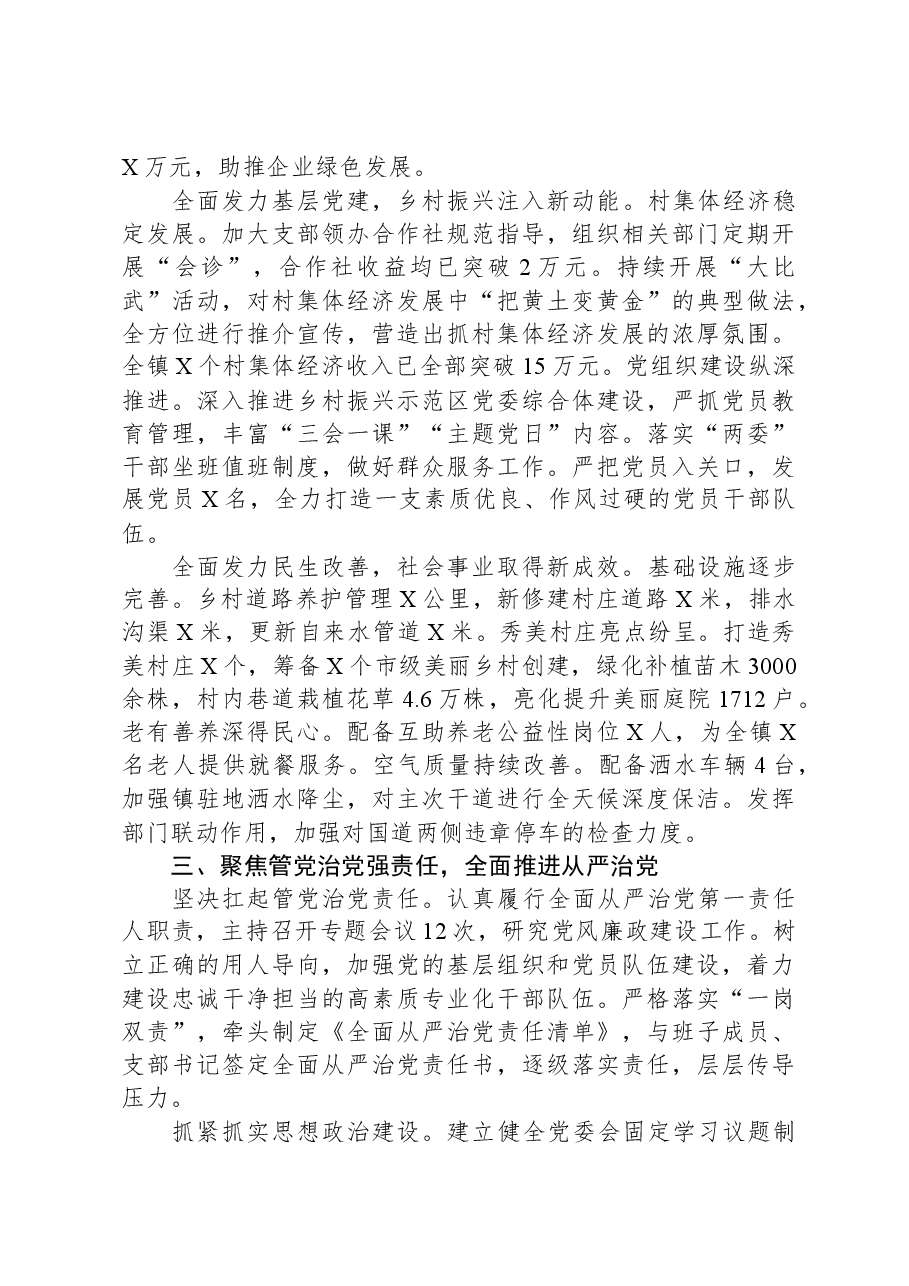 镇党委书记2023年度述职述德述廉报告.docx,第2页预览