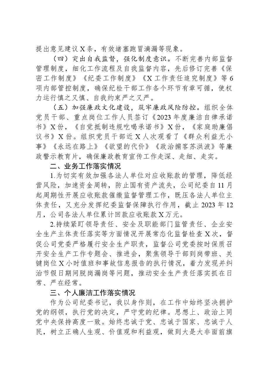 公司纪委书记2023年度个人述职述责述廉报告.docx,第2页预览