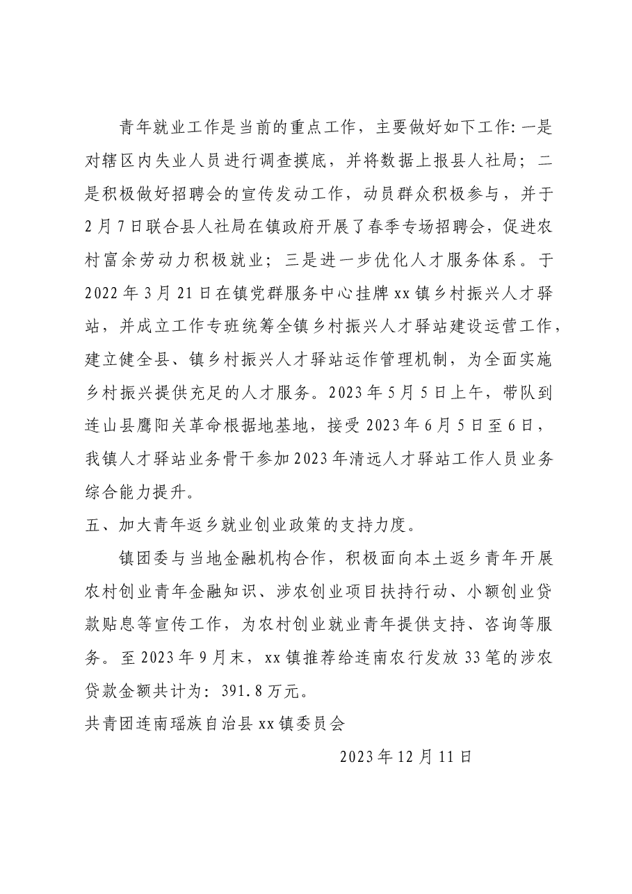 xx镇开展青年进县入村志愿服务就业创业行动工作总结.doc,第3页预览