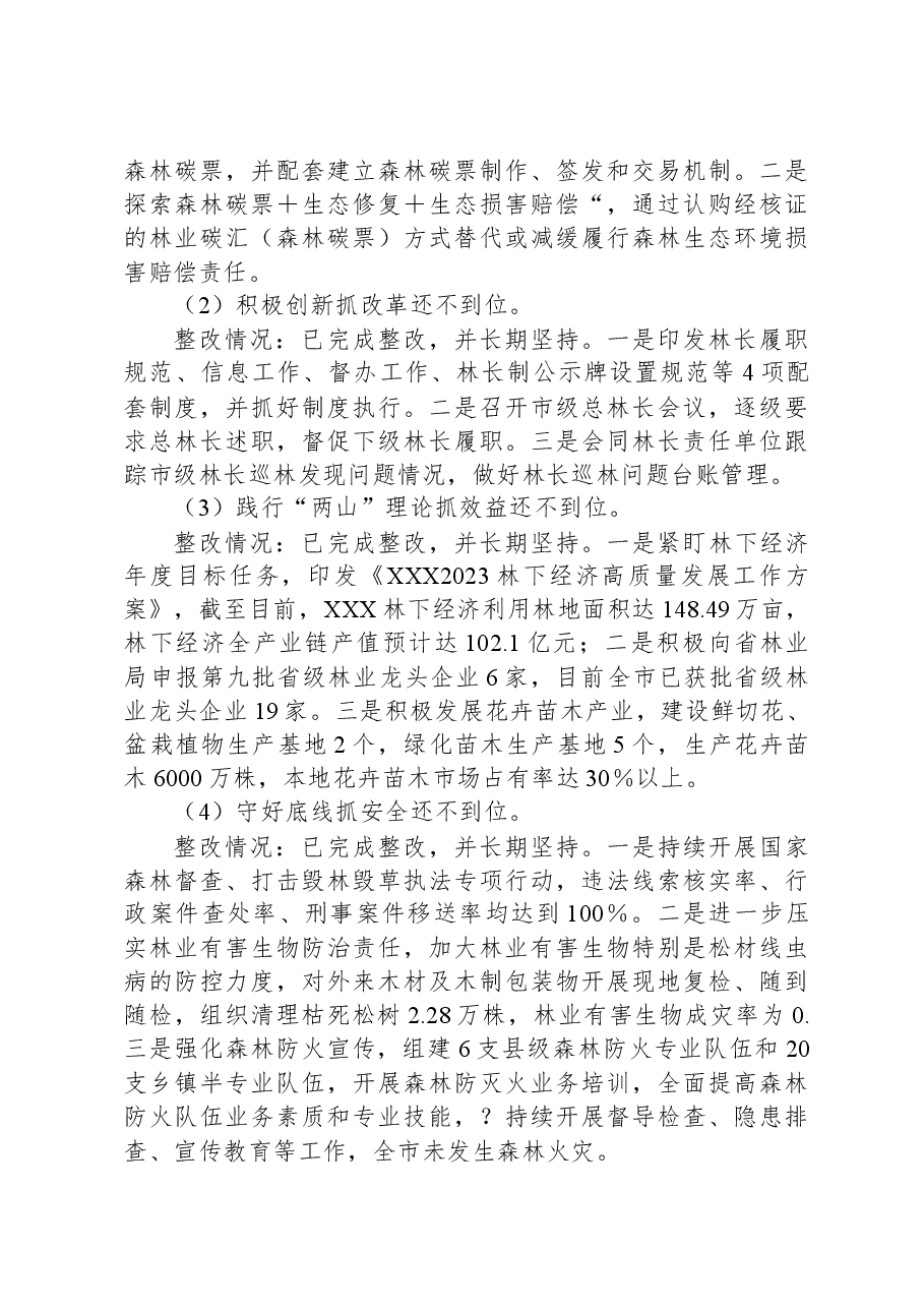 XX市林业局关于巡察整改进展情况的报告.docx,第3页预览
