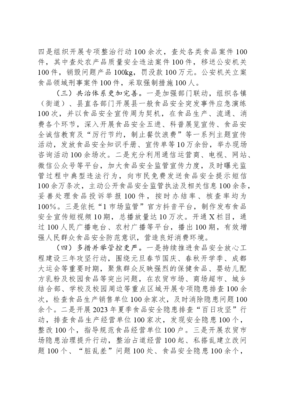 关于2023年食品安全工作开展情况的报告.docx,第2页预览