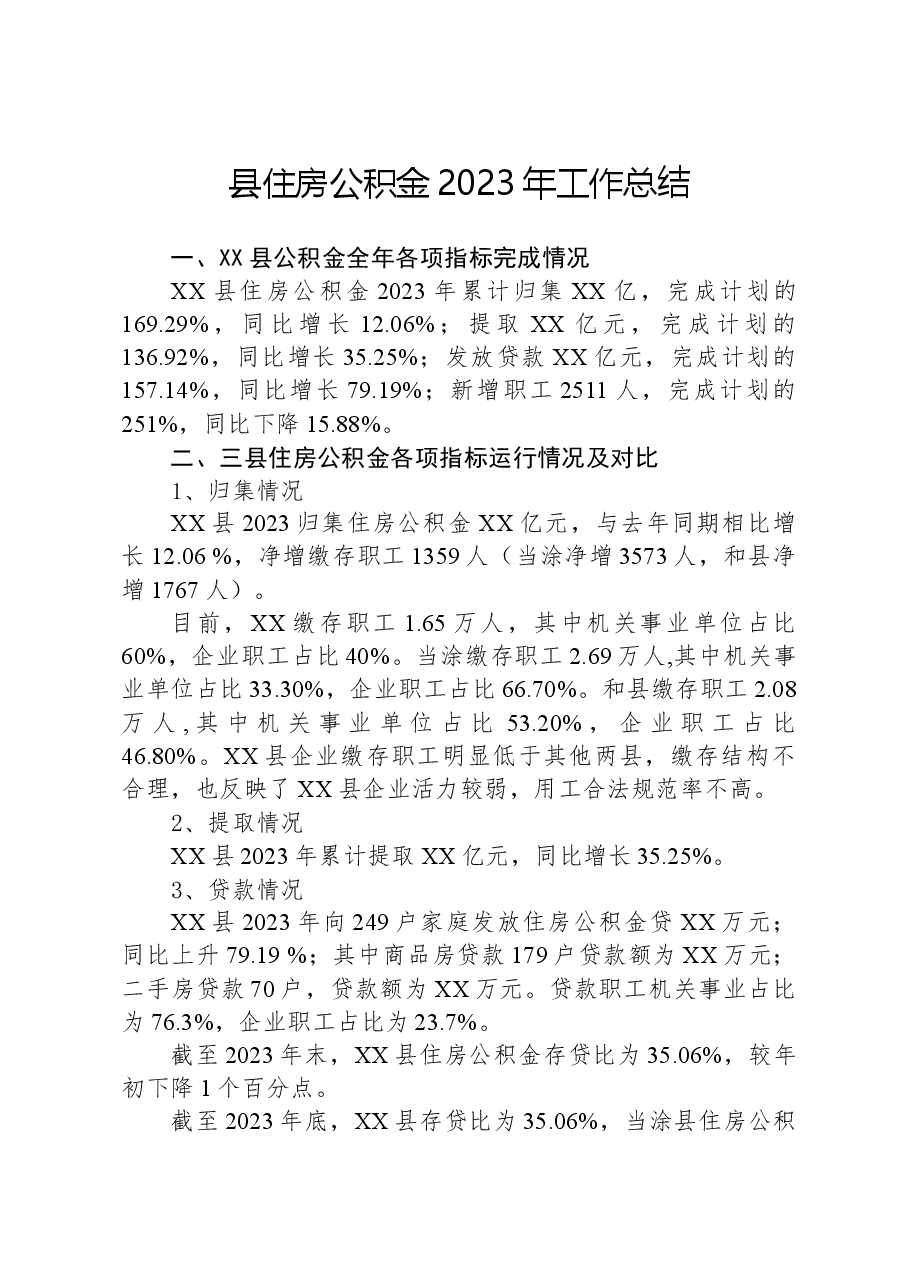 县住房公积金2023年工作总结.docx,第1页预览