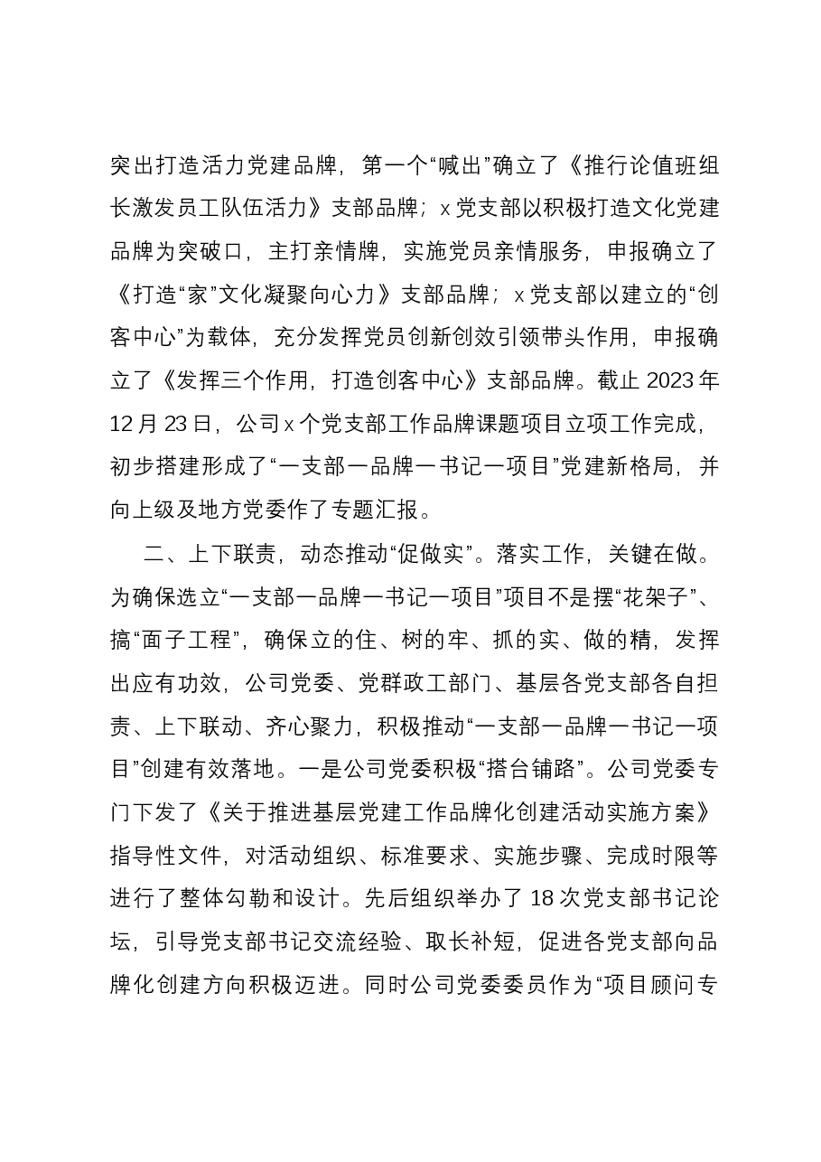 实施“一支部一品牌一书记一项目”过硬党支部建设经验交流材料.docx,第3页预览