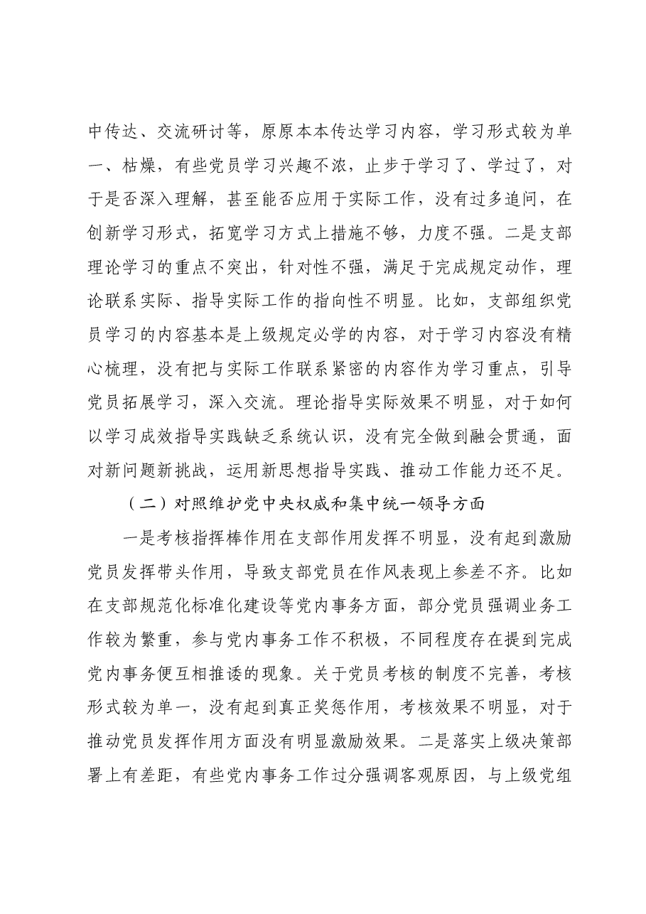 第二批专题组织生活会支部班子对照检视材料（新六个方面）.docx，第2页预览