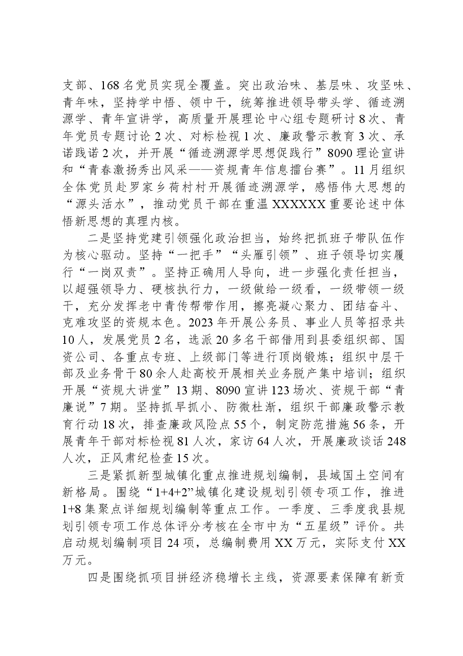 县自然资源和规划局2023年度工作总结及2024年工作思路.docx,第2页预览