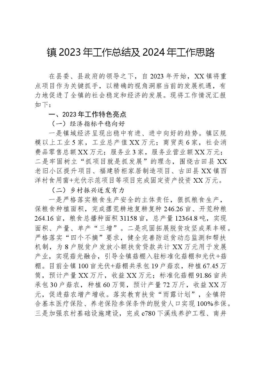 镇2023年工作总结及2024年工作思路01.docx,第1页预览