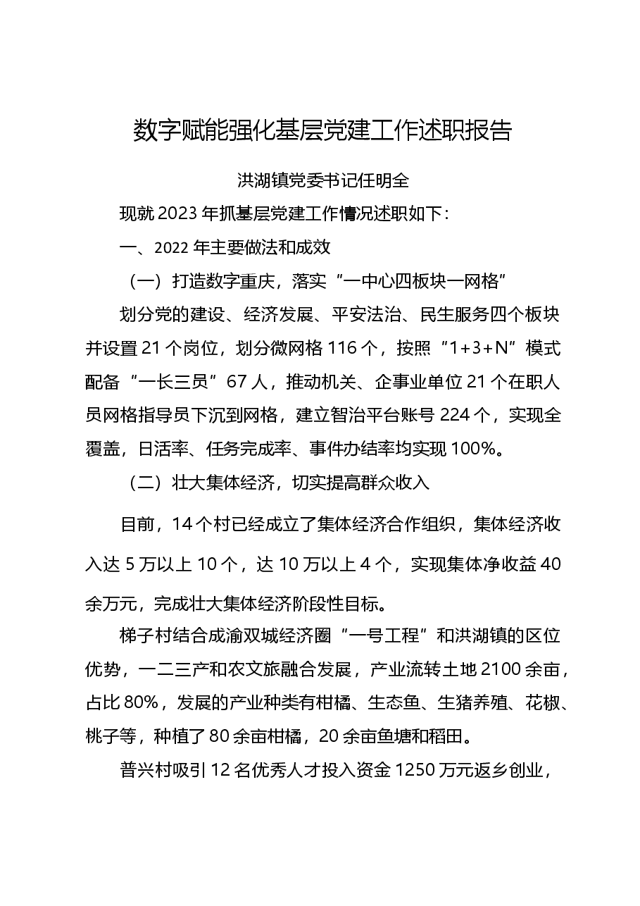 2024年镇党委书记述职报告.doc,第1页预览