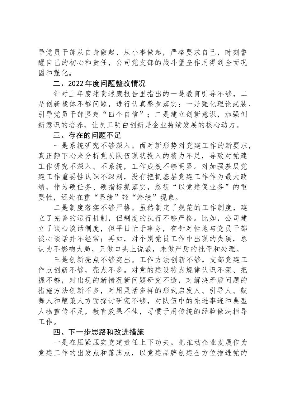 公司党支部书记2023年抓基层党建工作述职报告.docx,第3页预览