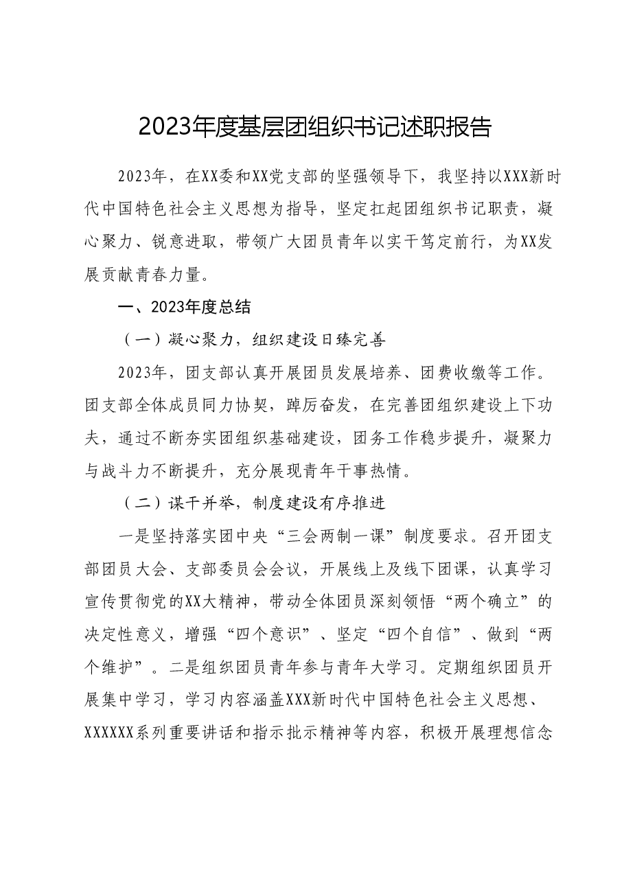 2023年度基层团组织书记述职报告.docx,第1页预览