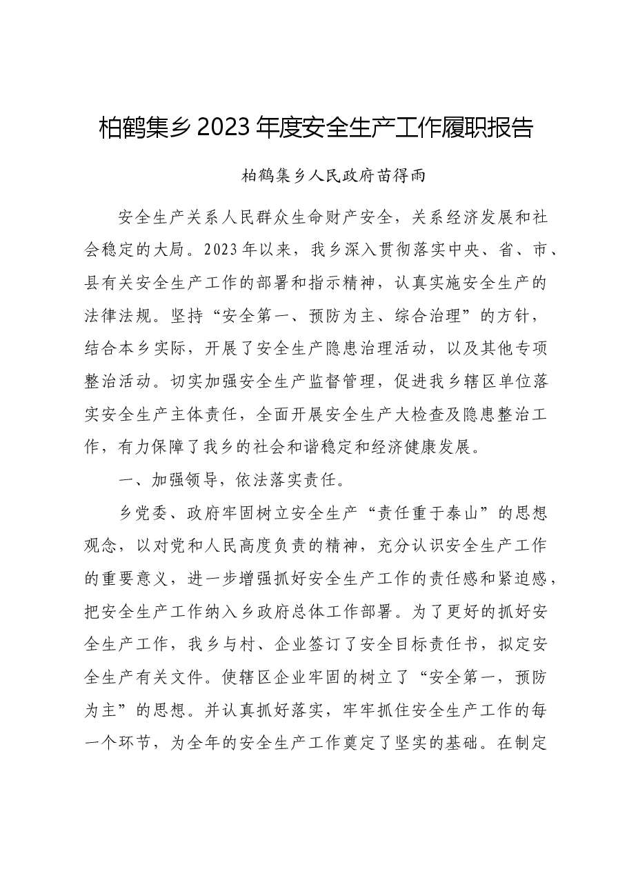 2023安全生产履职报告.doc,第1页预览