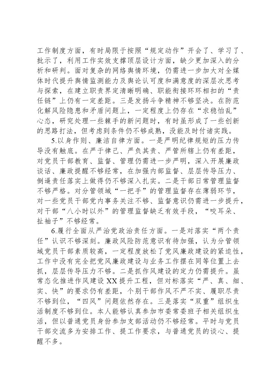 市委副书记2023年度主题教育民主生活会个人对照检查材料.docx,第3页预览