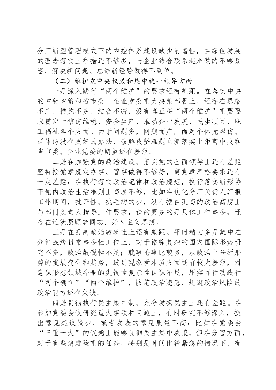 某国企公司党委书记2023年主题教育专题民主生活会个人对照检查材料.docx,第2页预览