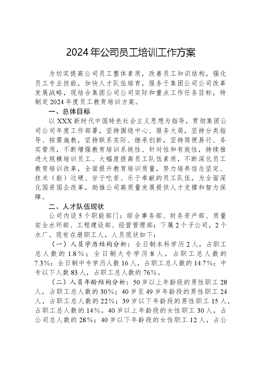 2024年公司员工培训工作方案.docx,第1页预览