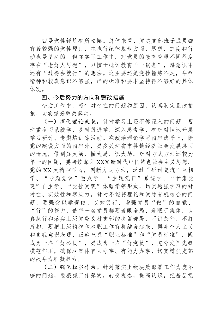 党支部班子主题教育专题组织生活会对照检查材料.docx,第4页预览