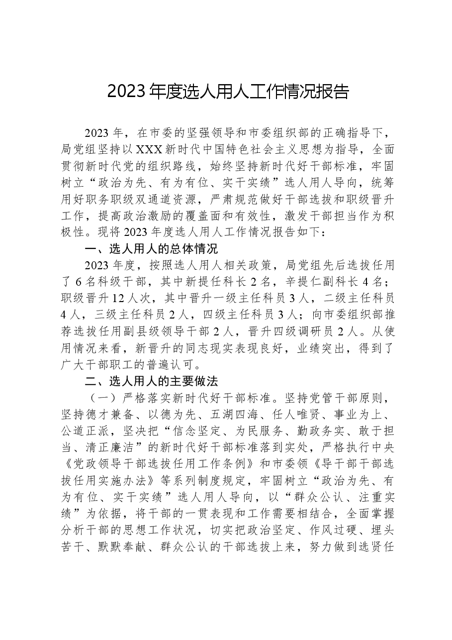 2023年度选人用人工作情况报告.docx,第1页预览