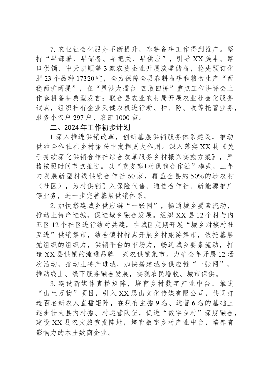 县供销合作社联合社2023年工作总结和2024年工作计划.docx,第3页预览