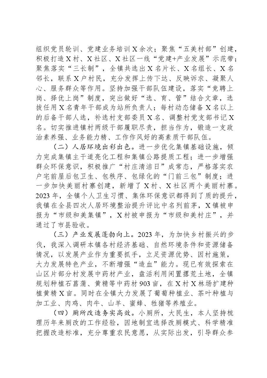 镇党委副书记述职述廉述德报告.docx,第3页预览