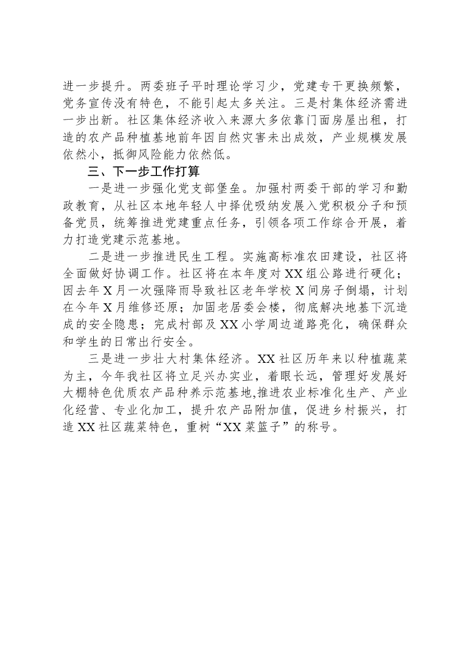 农村社区党支部支部书记述职报告.docx,第2页预览