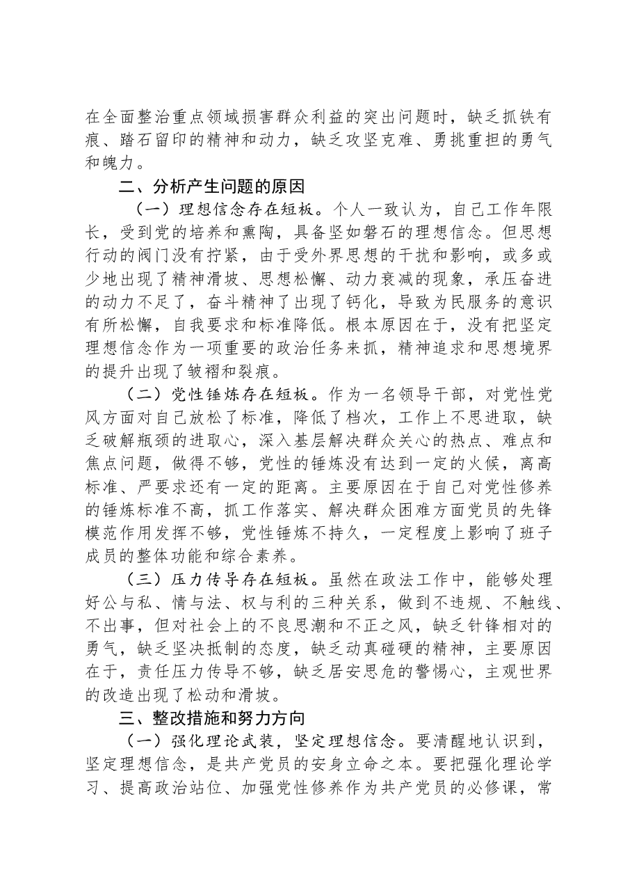 区委常委、政法委书记2023年度主题教育专题民主生活会个人发言提纲.docx,第4页预览