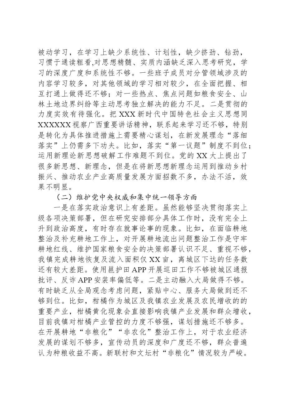 乡镇党委班子关于第二批主题教育专题民主生活会对照检查材料.docx,第2页预览