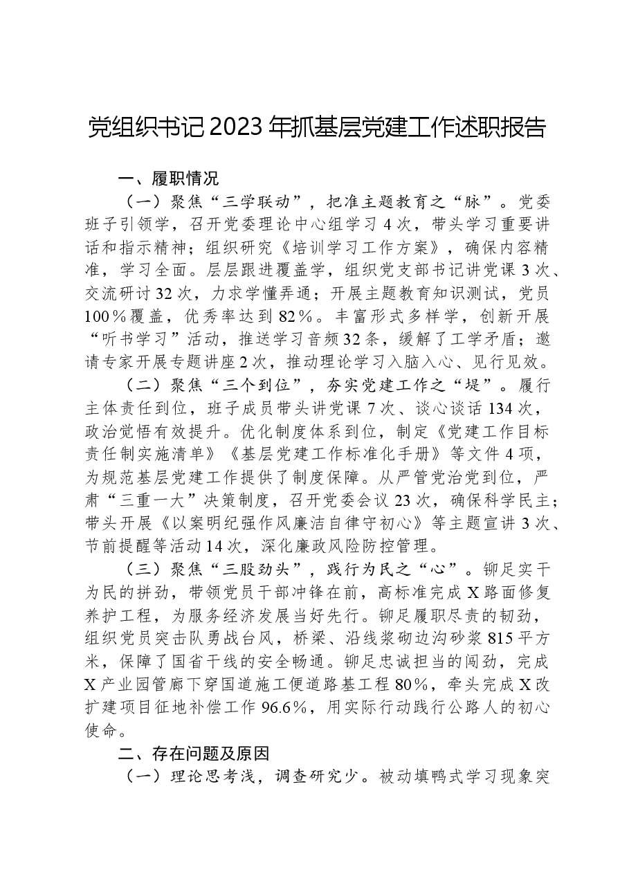 党组织书记2023年抓基层党建工作述职报告.docx,第1页预览