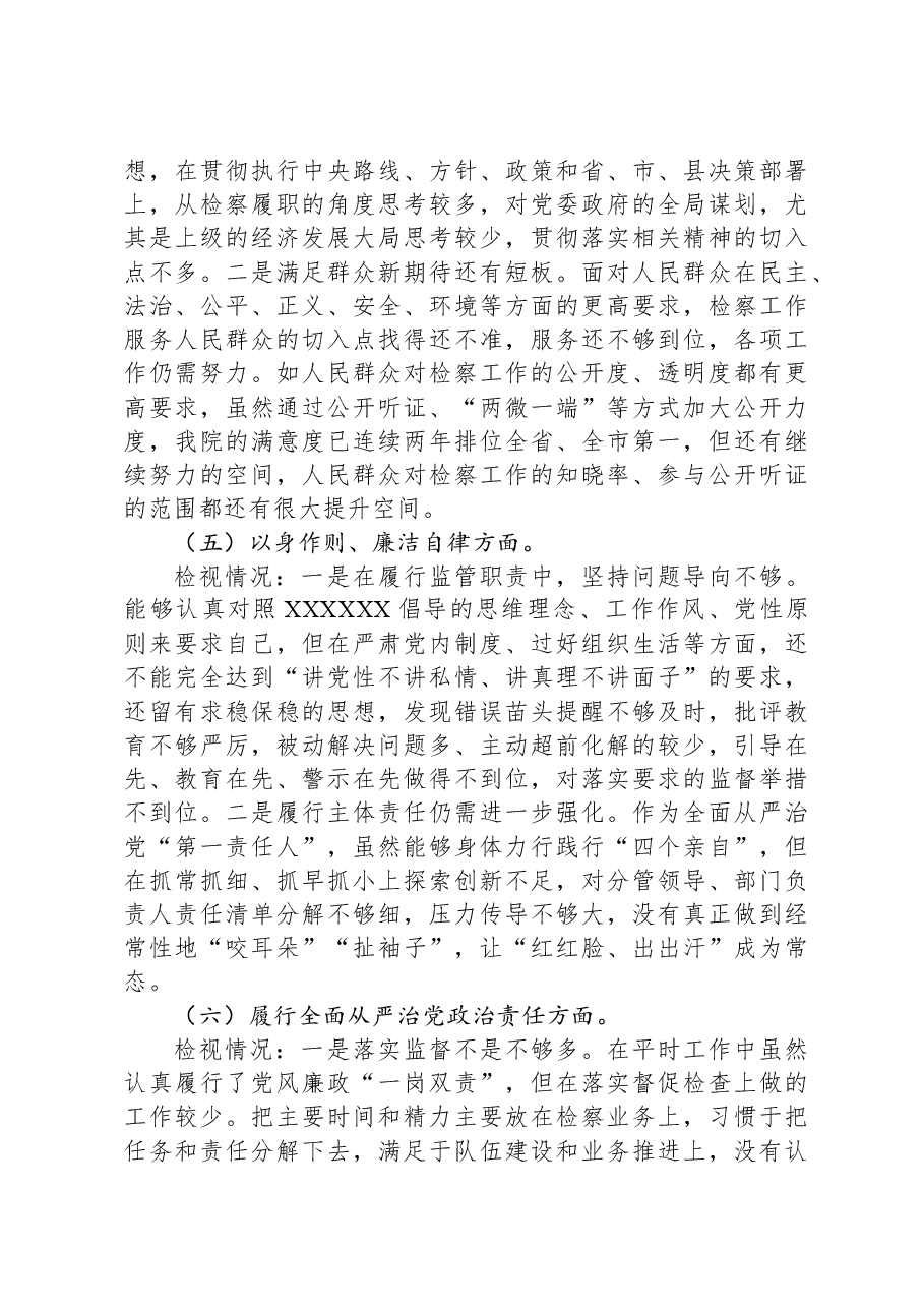 检察院检察长2023年度专题民主生活发言提纲.docx,第3页预览