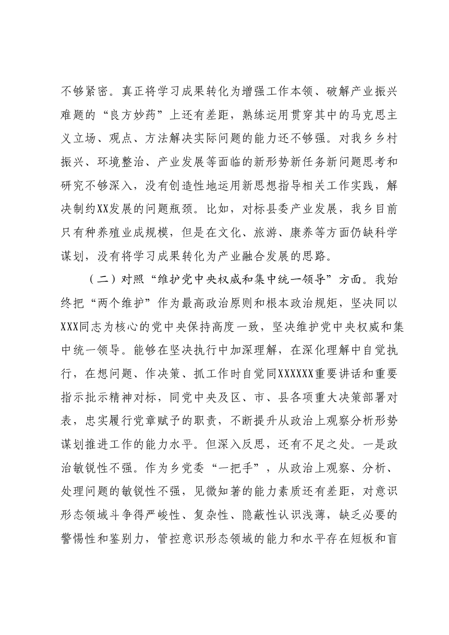 乡镇党委书记主题教育专题民主生活会资料.docx,第2页预览