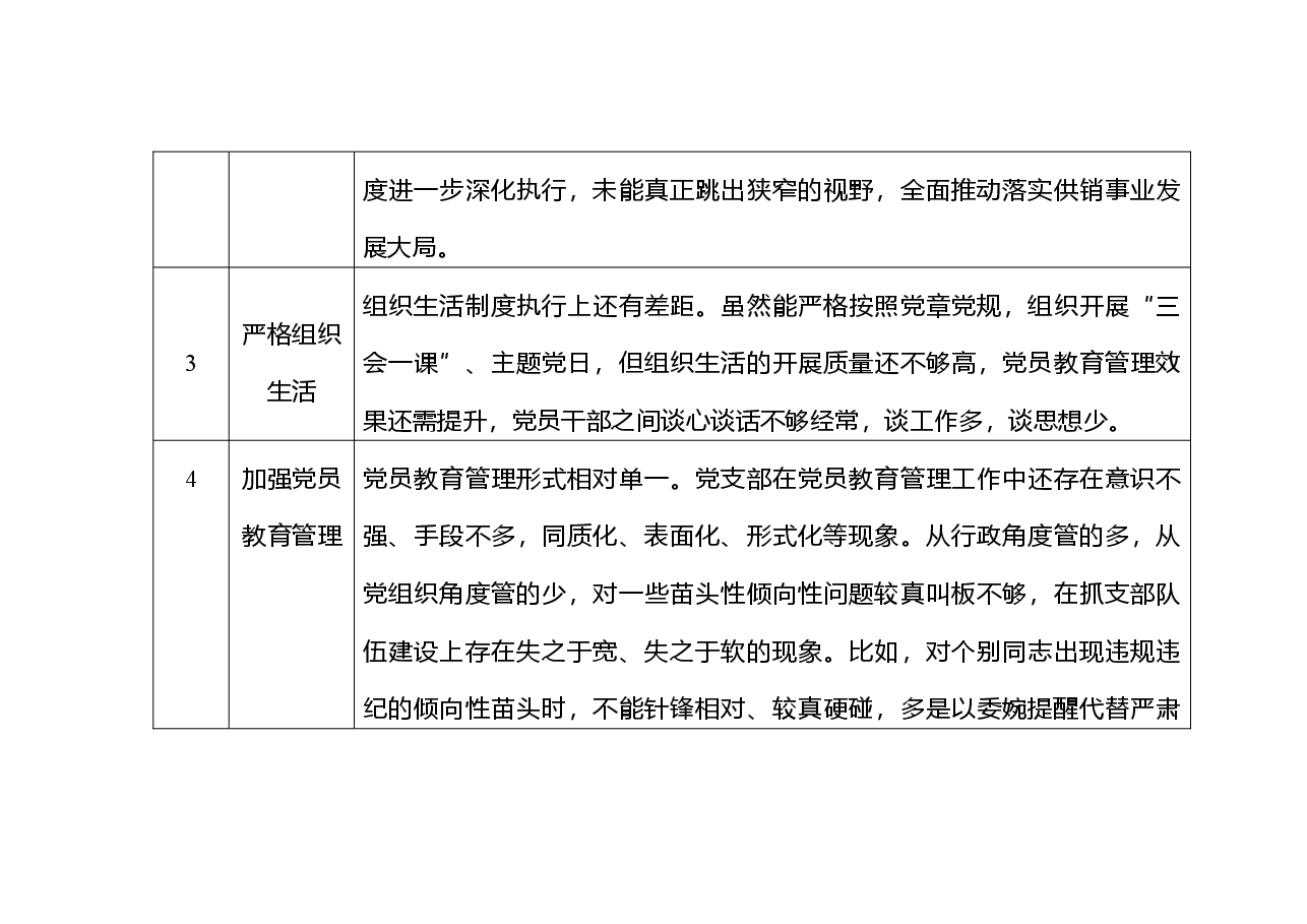 主题教育专题组织生活会党支部问题清单.doc，第2页预览