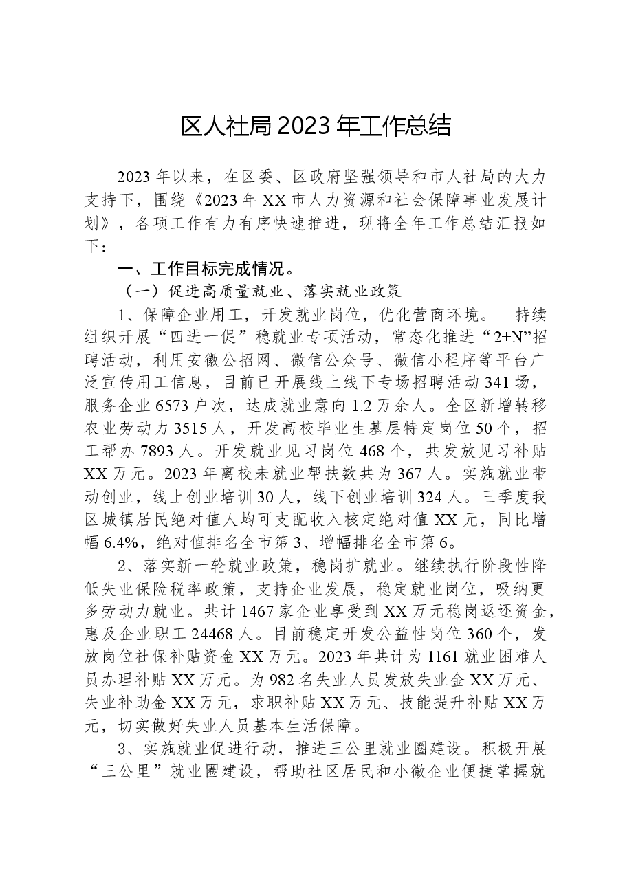 区人社局2023年工作总结.docx,第1页预览