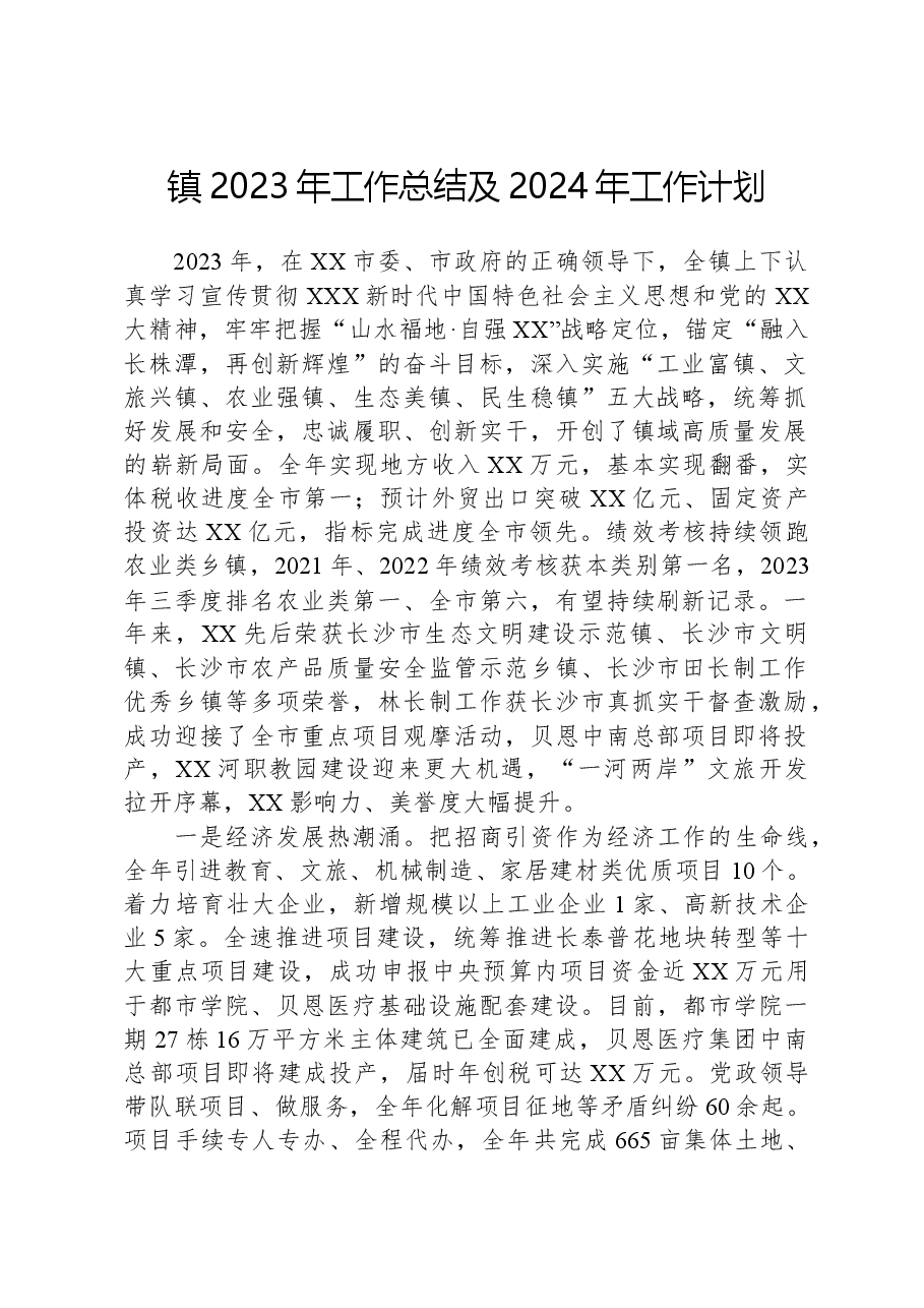 镇2023年工作总结及2024年工作计划08.docx,第1页预览