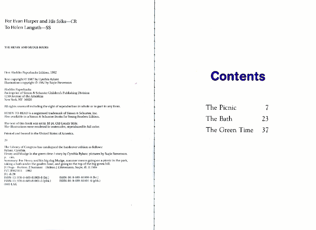 早教英语绘本03 Henry and Mudge in the Green Time (1987).pdf，第2页预览