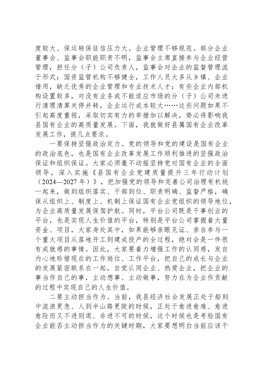 在国有企业发展工作座谈会上的讲话.docx,第2页预览