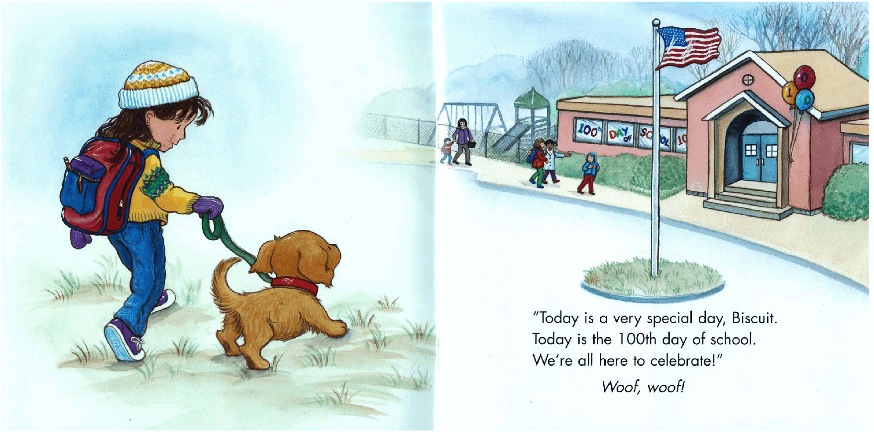 早教英语绘本Biscuit's 100th Day of School.pdf,第4页预览