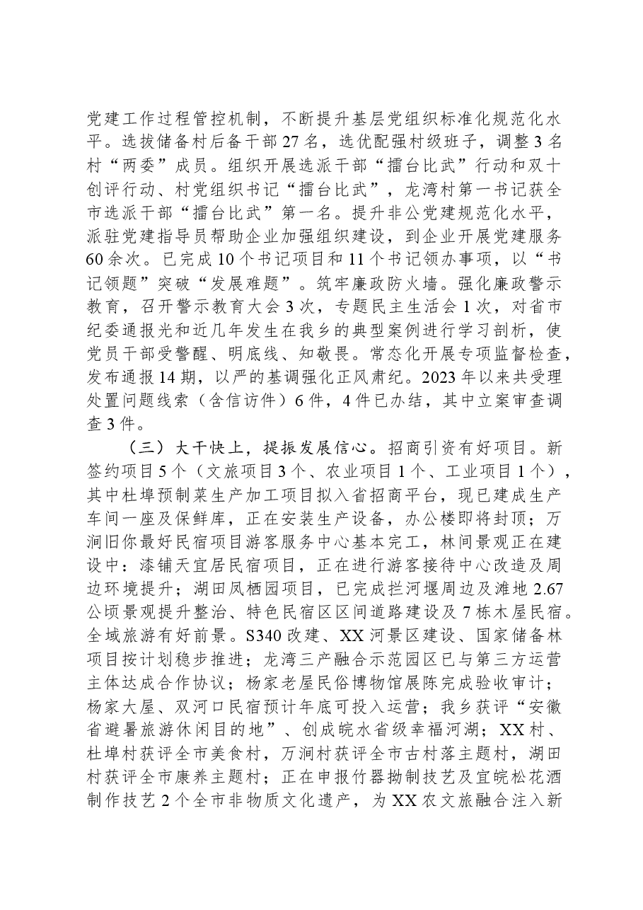 乡党委关于习近平总书记重要讲话指示批示精神贯彻落实情况的报告.docx，第2页预览