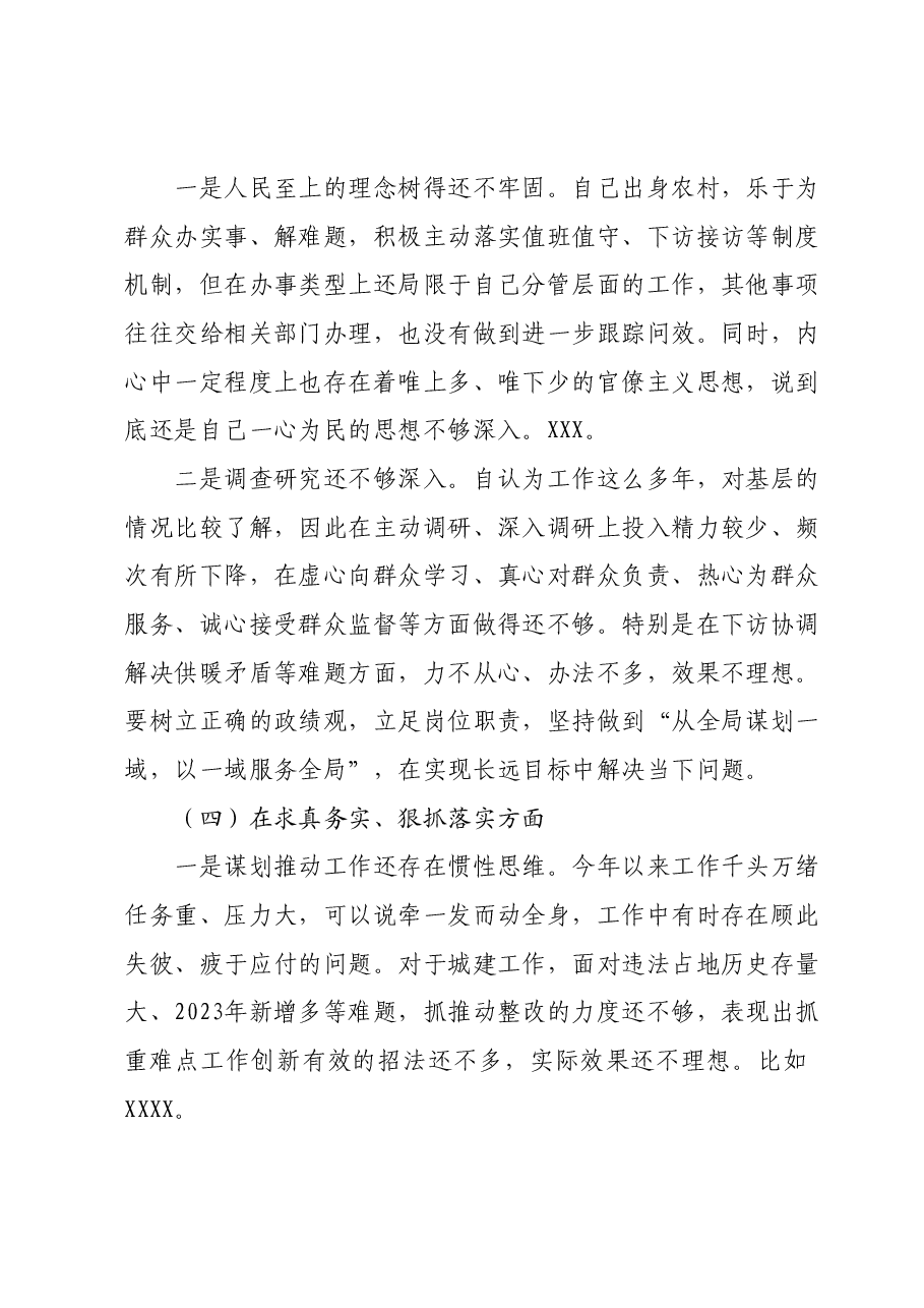 副乡长2023年度民主生活会个人发言提纲.docx,第3页预览