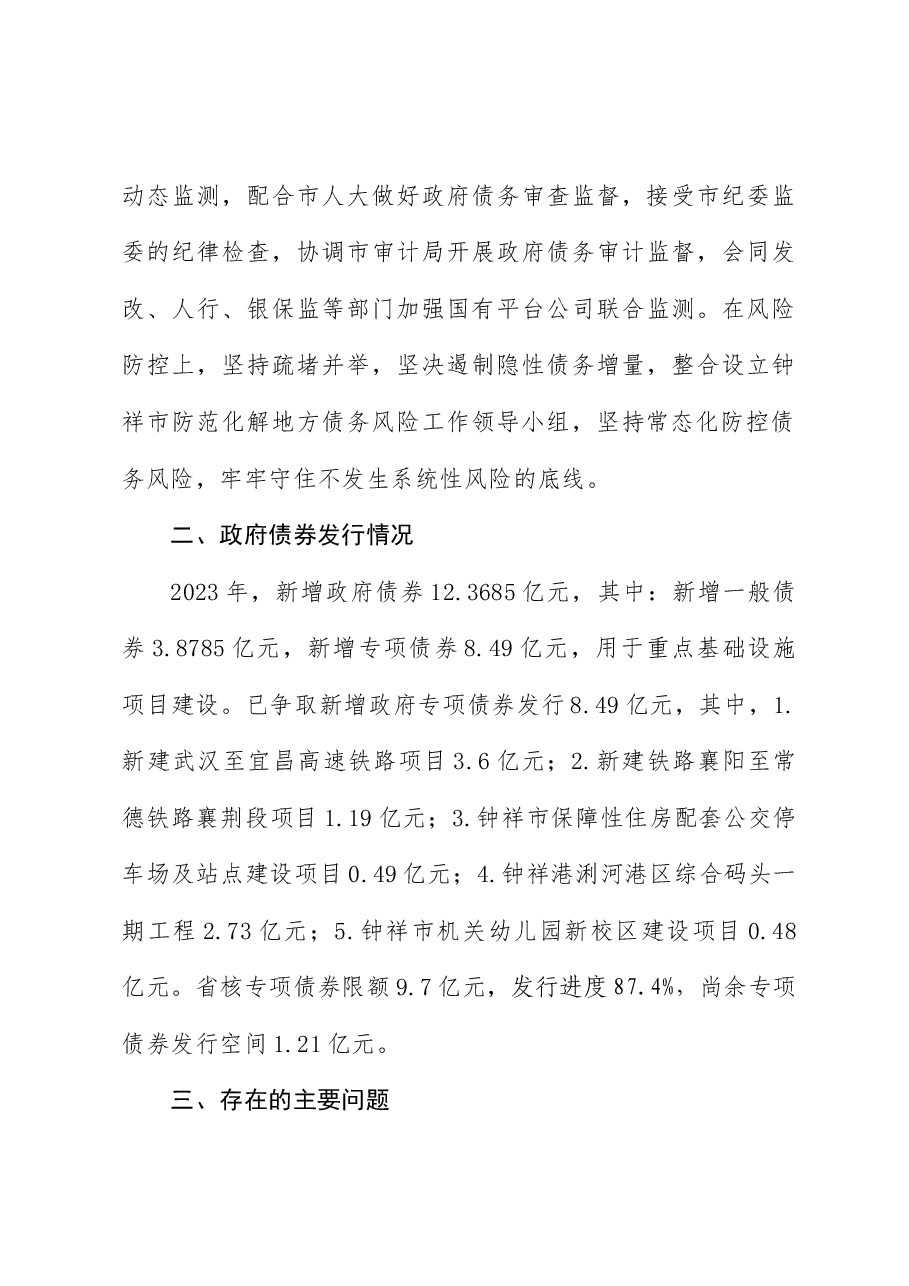 2023年政府债务工作总结.docx，第3页预览