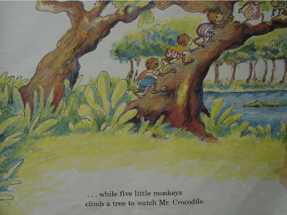 英语绘本Five_Littele_Monkeys_Sitting_in_a_Tree.pdf,第4页预览