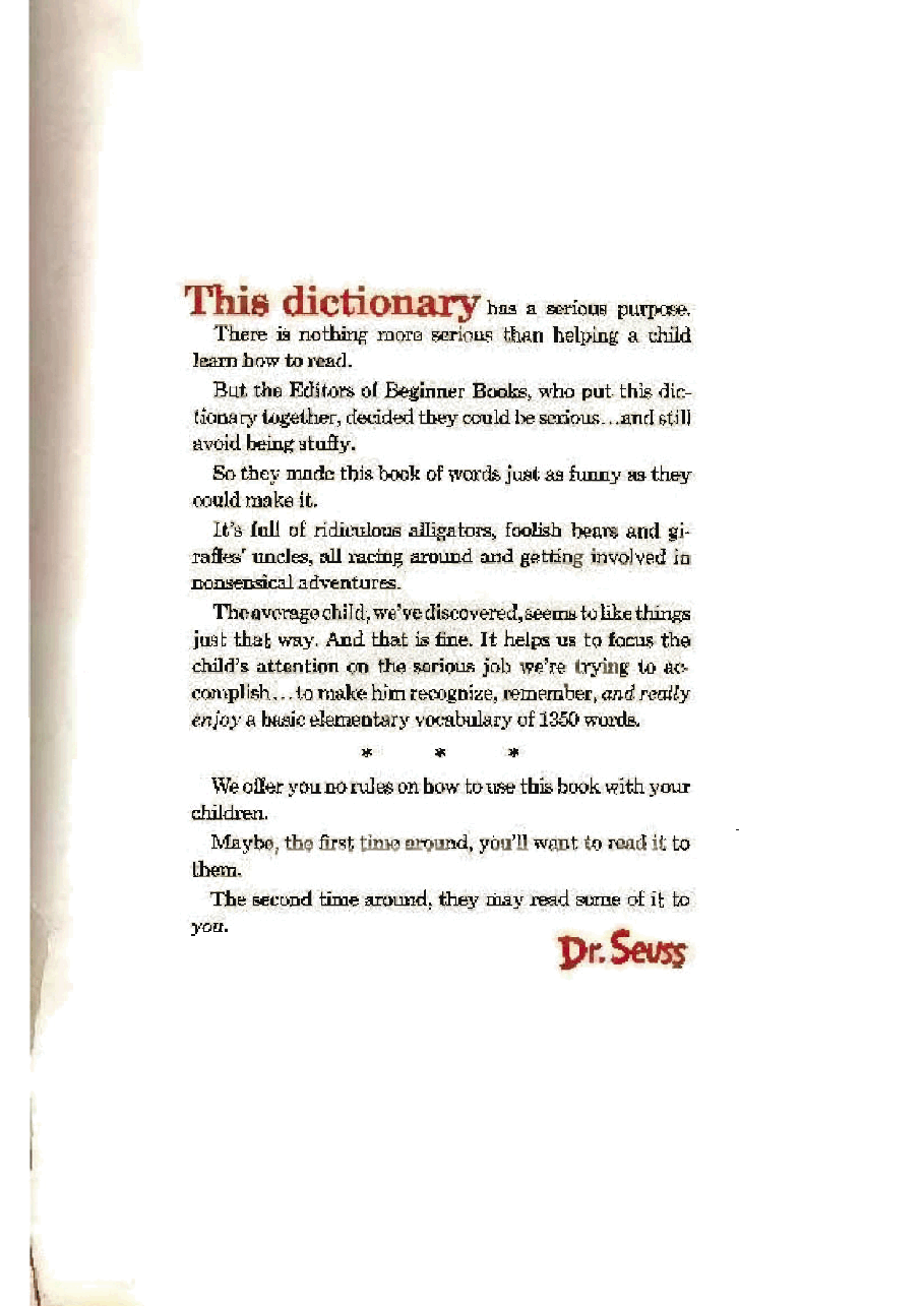 英语绘本1964 - The Cat In The Hat Dictionary For Beginners - Dr. Seuss.pdf,第3页预览