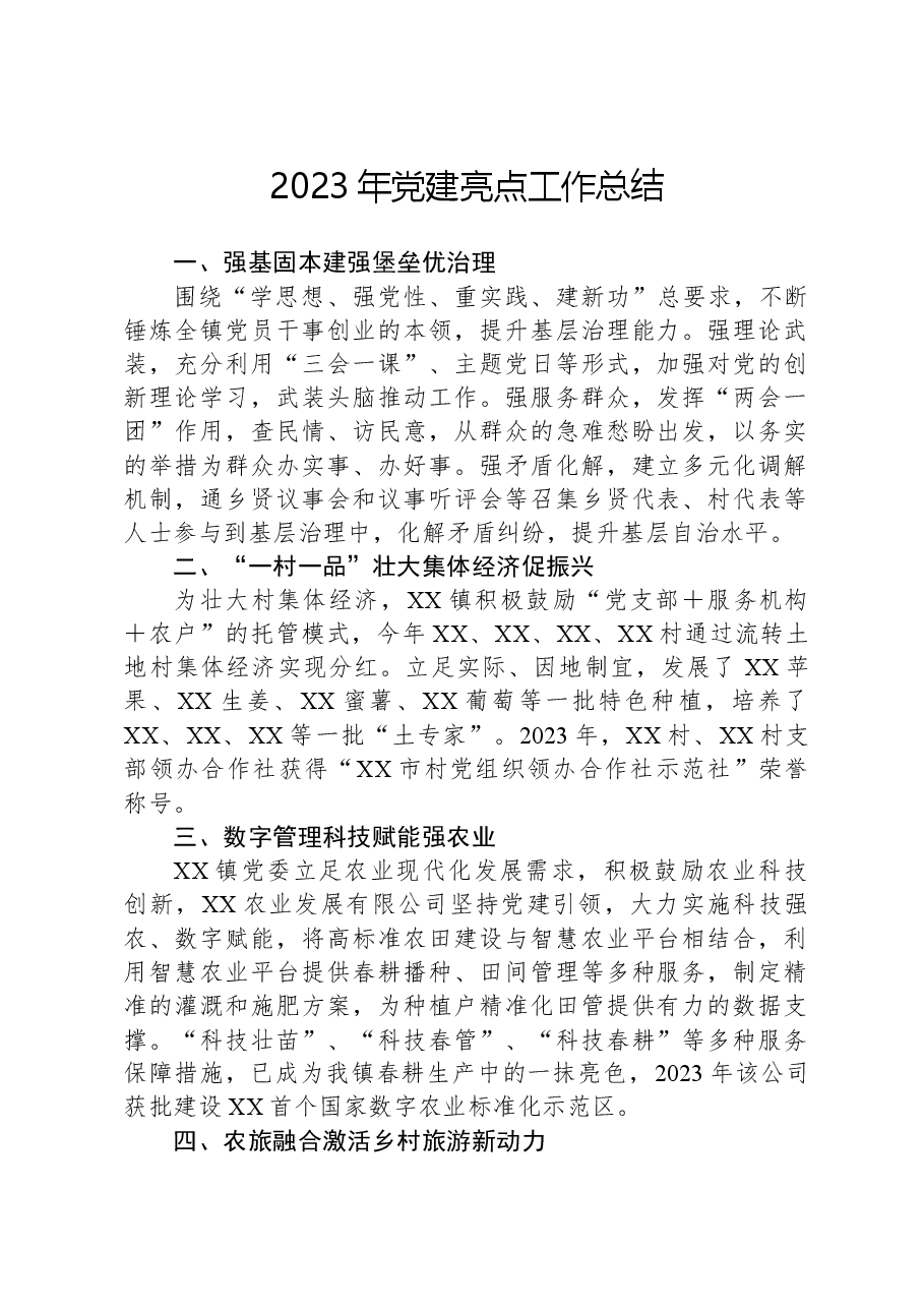 2023年党建亮点工作总结.docx,第1页预览